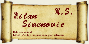 Milan Simenović vizit kartica